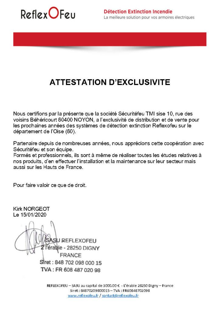 Attestation reflexofeu